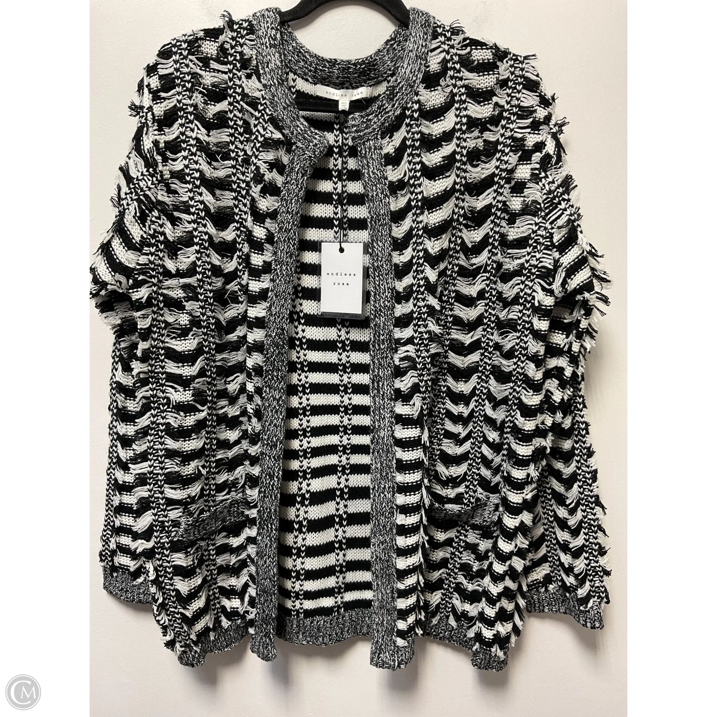 Sweater Cardigan By Endless Rose In Black & White, Size: M