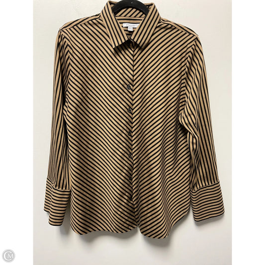 Blouse Long Sleeve By Chicos In Black & Gold, Size: L