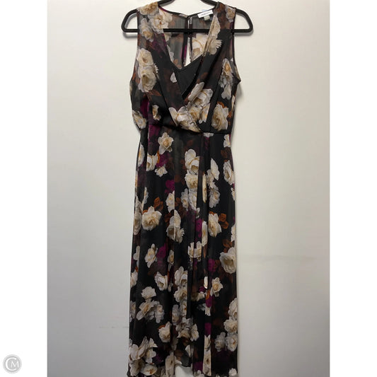 Dress Casual Midi By Calvin Klein In Floral Print, Size: L