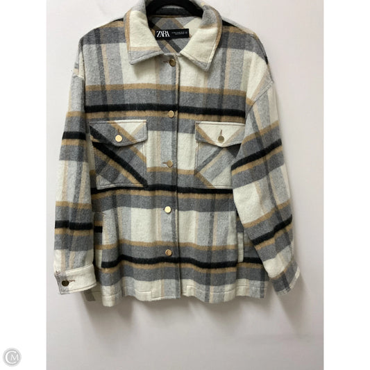 Jacket Shirt By Zara In Cream & Grey, Size: Xxl