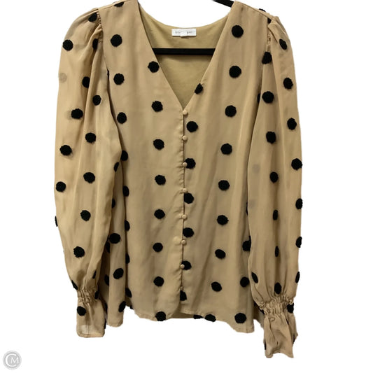 Blouse Long Sleeve By Blu Pepper In Black & Tan, Size: M