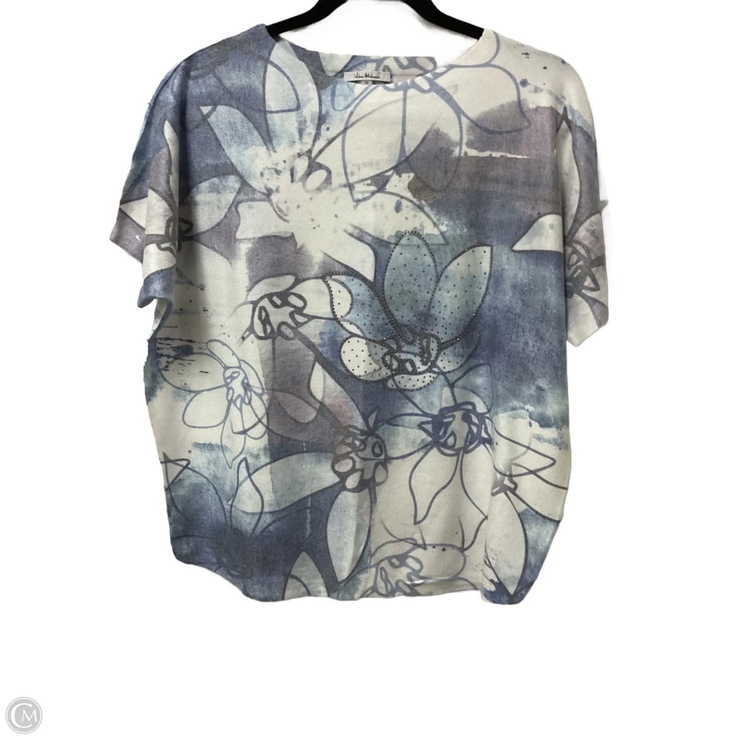 Top Short Sleeve By Clothes Mentor In Blue & White, Size: M