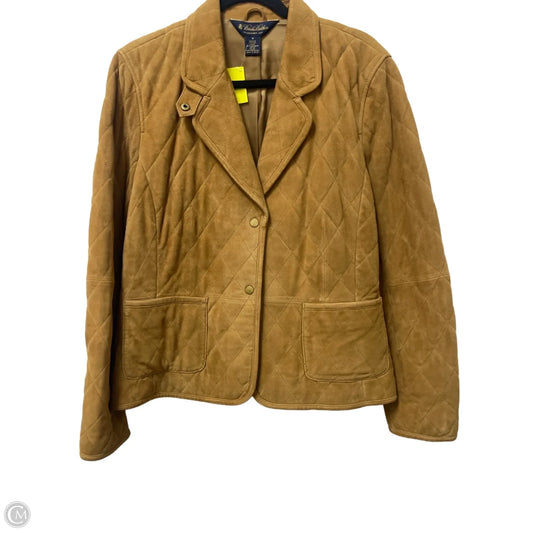 Jacket Leather By Brooks Brothers In Tan, Size: 14