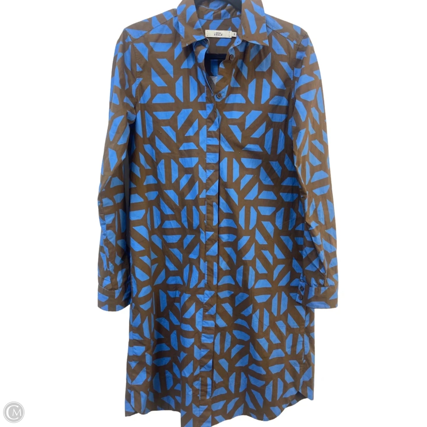 Tunic Long Sleeve By Clothes Mentor In Blue & Brown, Size: Xs