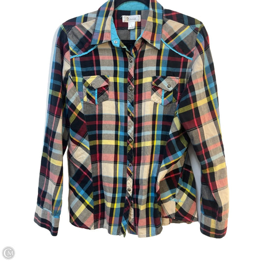 Top Long Sleeve By Clothes Mentor In Plaid Pattern, Size: L