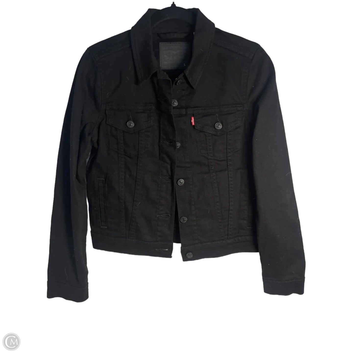 Jacket Denim By Levis In Black Denim, Size: S