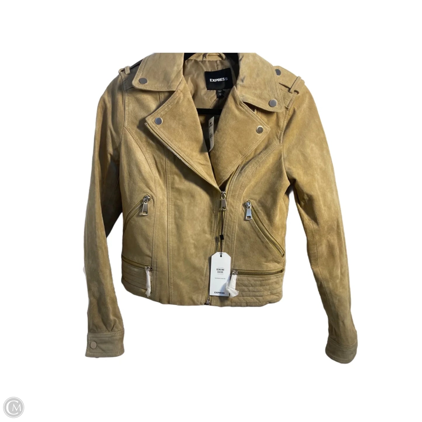 Jacket Moto Leather By Express In Tan, Size: Xs