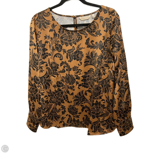 Blouse Long Sleeve By Soft Surroundings In Black & Brown, Size: L