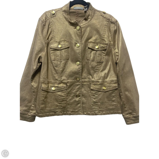 Jacket Denim By Chicos In Gold, Size: L