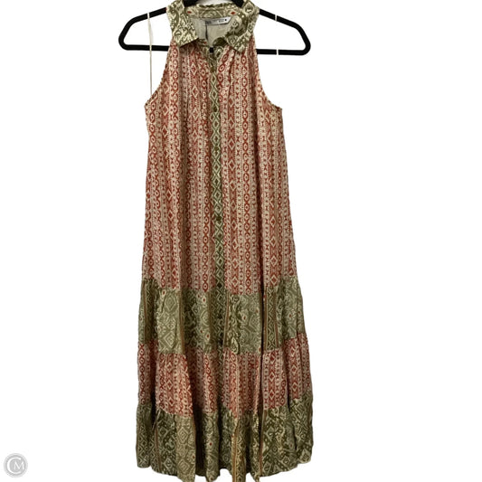 Dress Casual Maxi By Zara In Cream & Green, Size: S