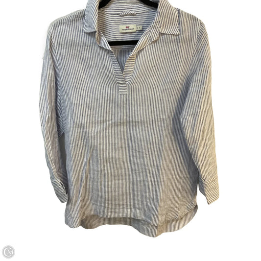 Tunic Long Sleeve By Vineyard Vines In Blue & White, Size: S