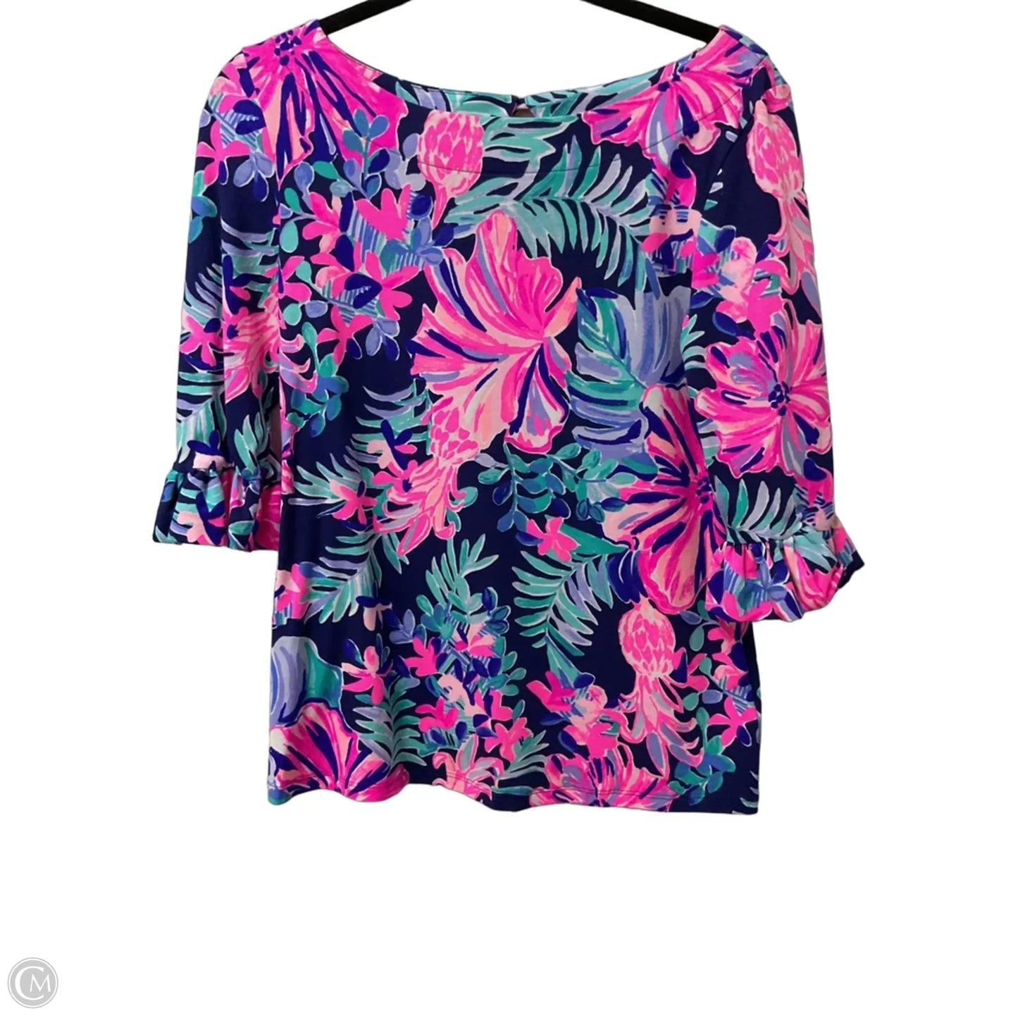 Top Long Sleeve Designer By Lilly Pulitzer In Blue & Pink, Size: S