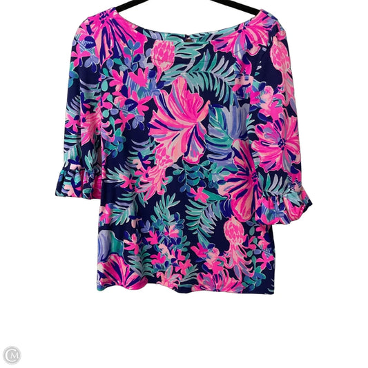 Top Long Sleeve Designer By Lilly Pulitzer In Blue & Pink, Size: S