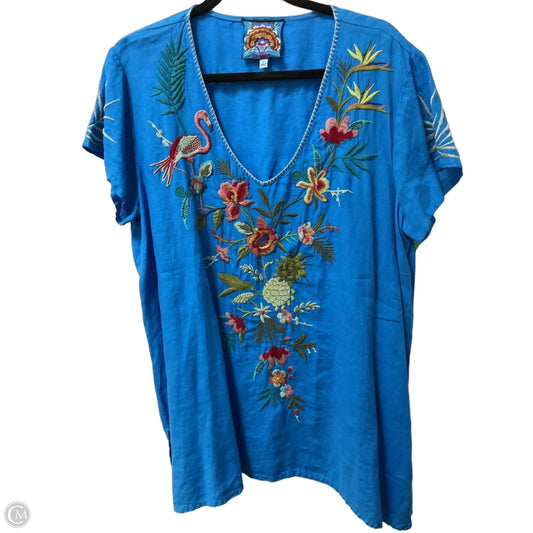 Tunic Short Sleeve By Johnny Was In Blue, Size: Xl