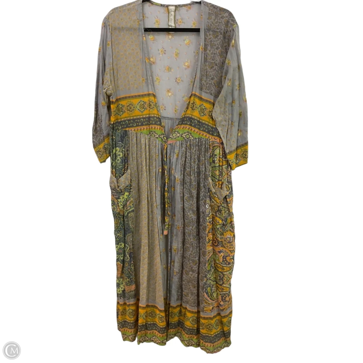 Dress Casual Maxi By Aratta Silent Journey In Grey & Yellow, Size: L