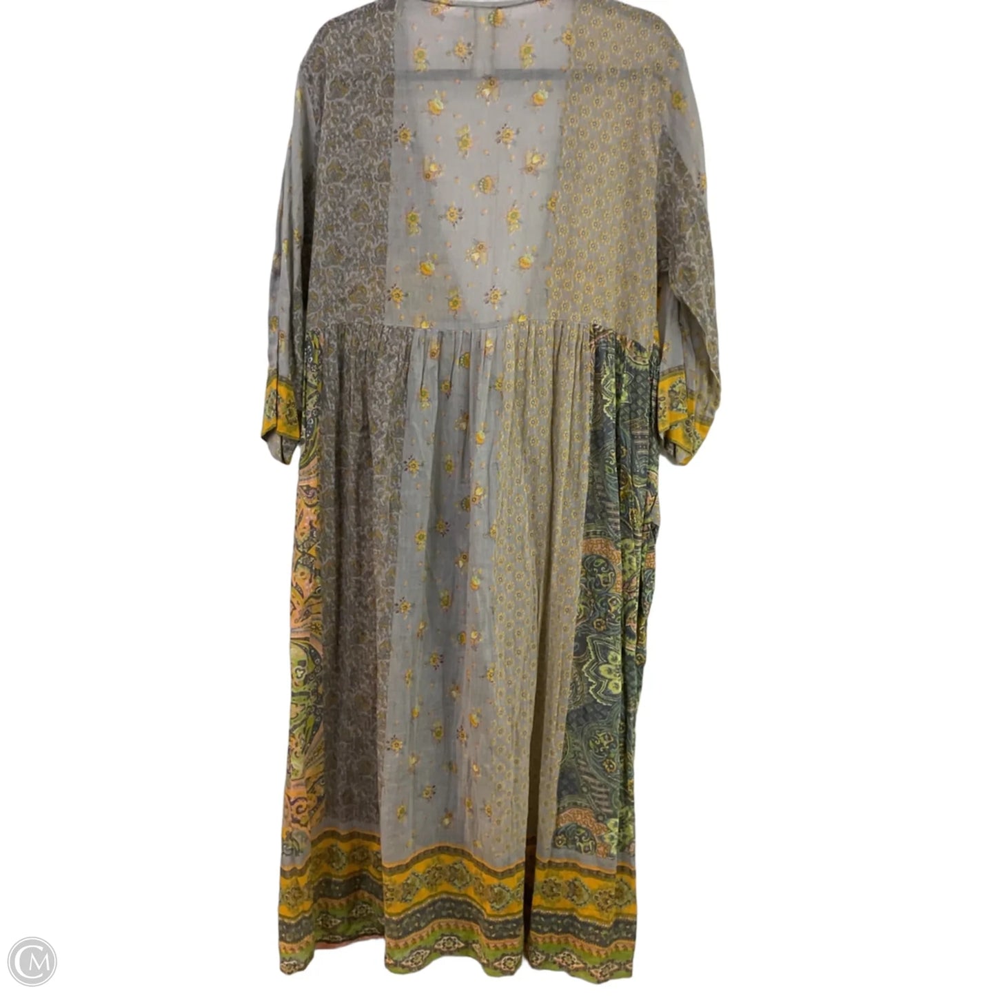 Dress Casual Maxi By Aratta Silent Journey In Grey & Yellow, Size: L