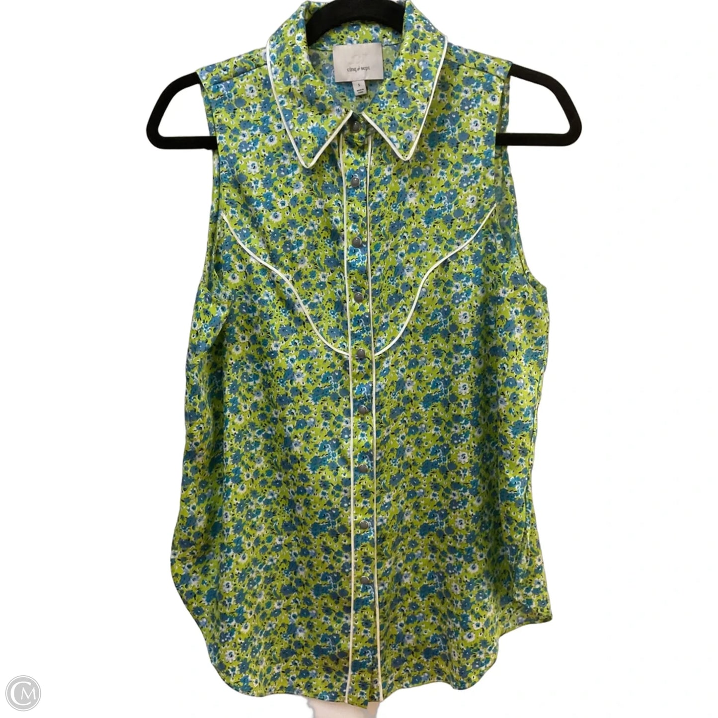 Blouse Sleeveless By Cmb In Blue & Green, Size: S