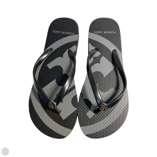Sandals Designer By Tory Burch In Black & Grey, Size: 7