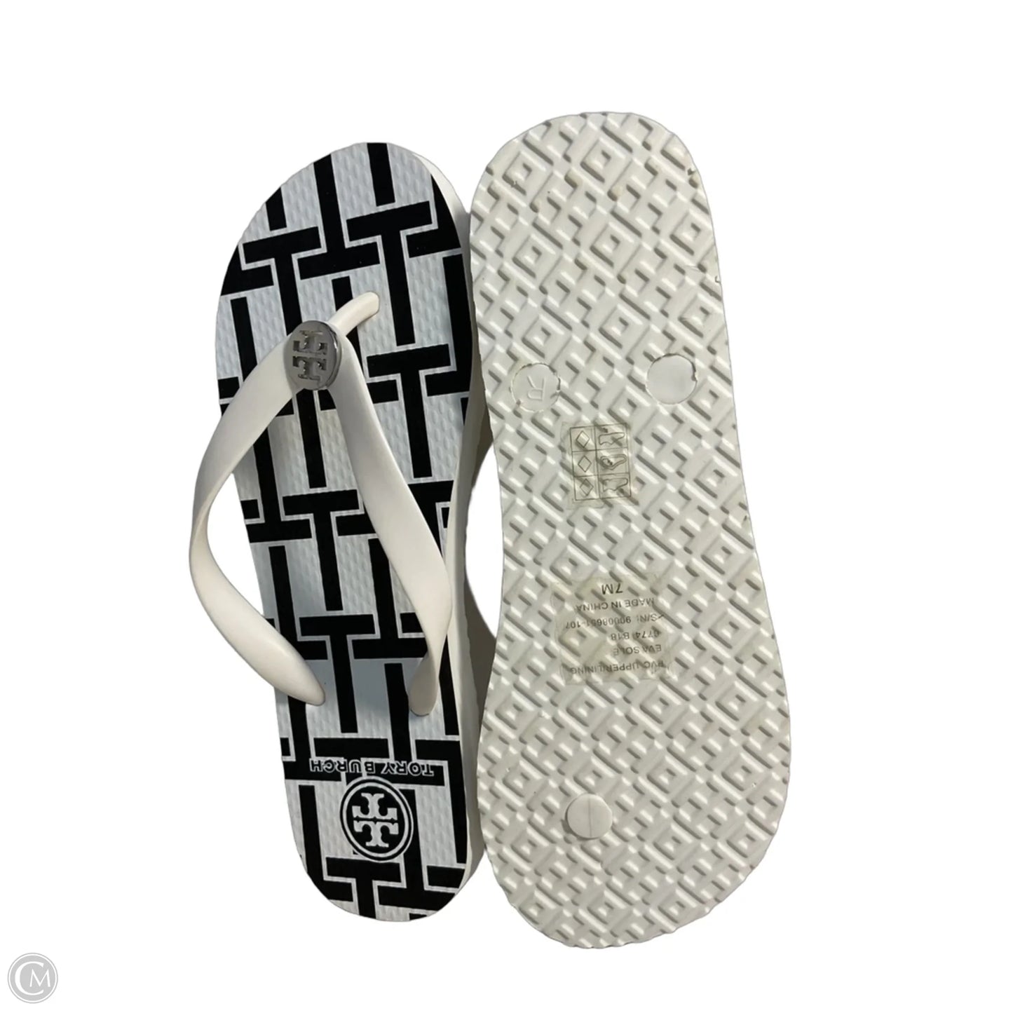 Sandals Designer By Tory Burch In Black & White, Size: 7