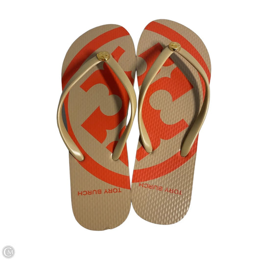 Sandals Designer By Tory Burch In Orange & Tan, Size: 7