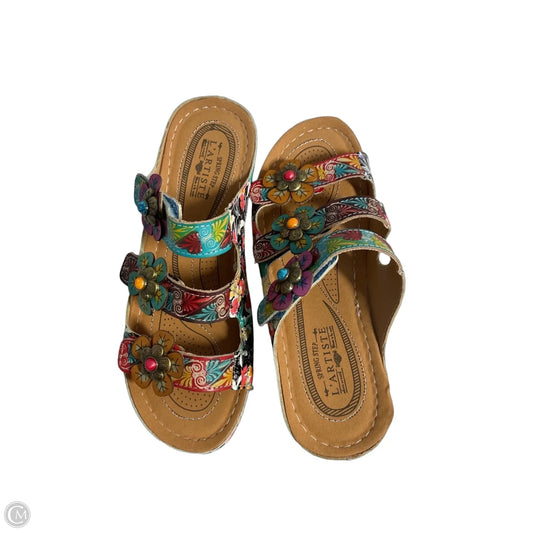 Sandals Heels Wedge By Cmc In Multi-colored, Size: 6.5