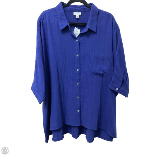 Top Short Sleeve By Pure Jill In Blue, Size: 2x