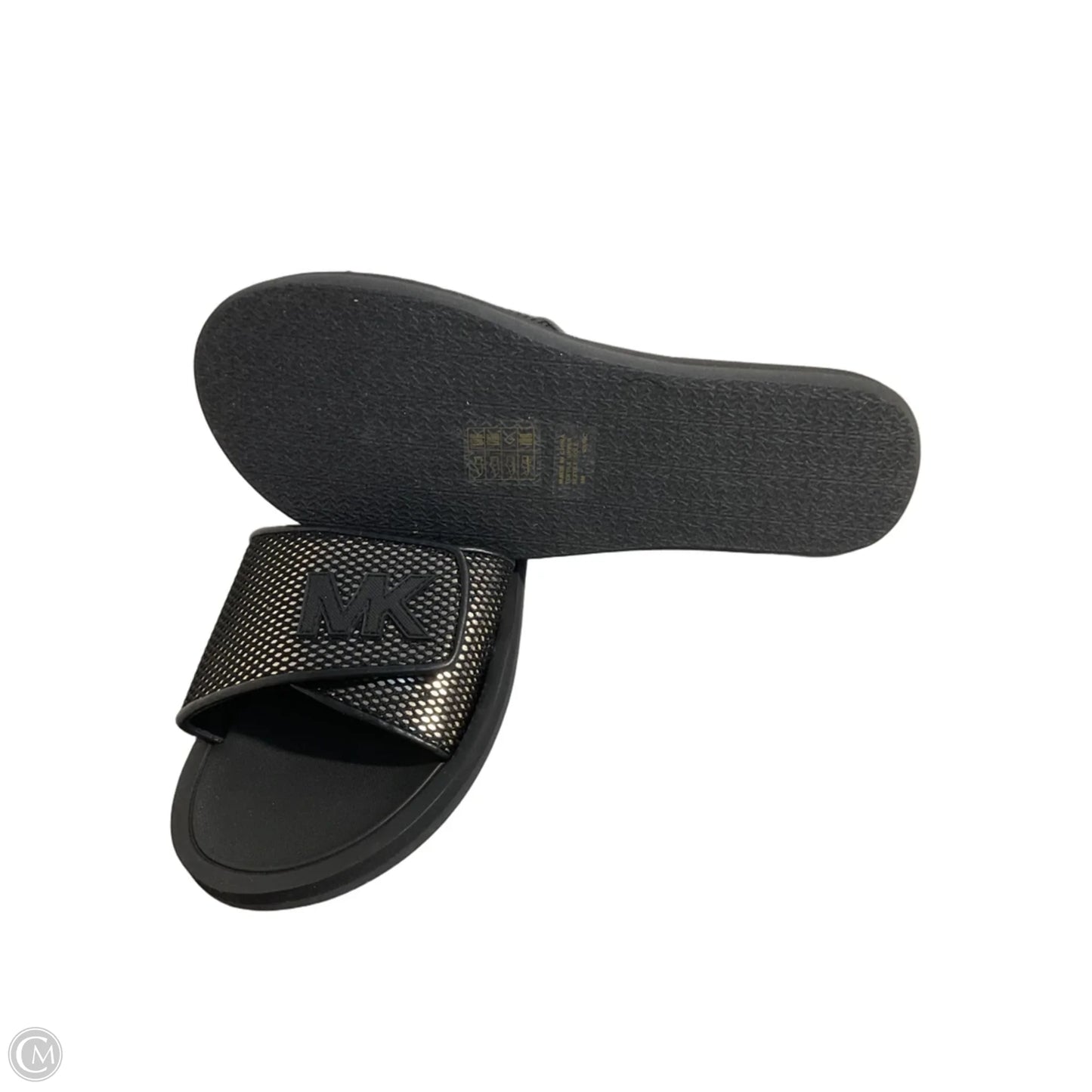 Sandals Flats By Michael By Michael Kors In Black & Gold, Size: 9