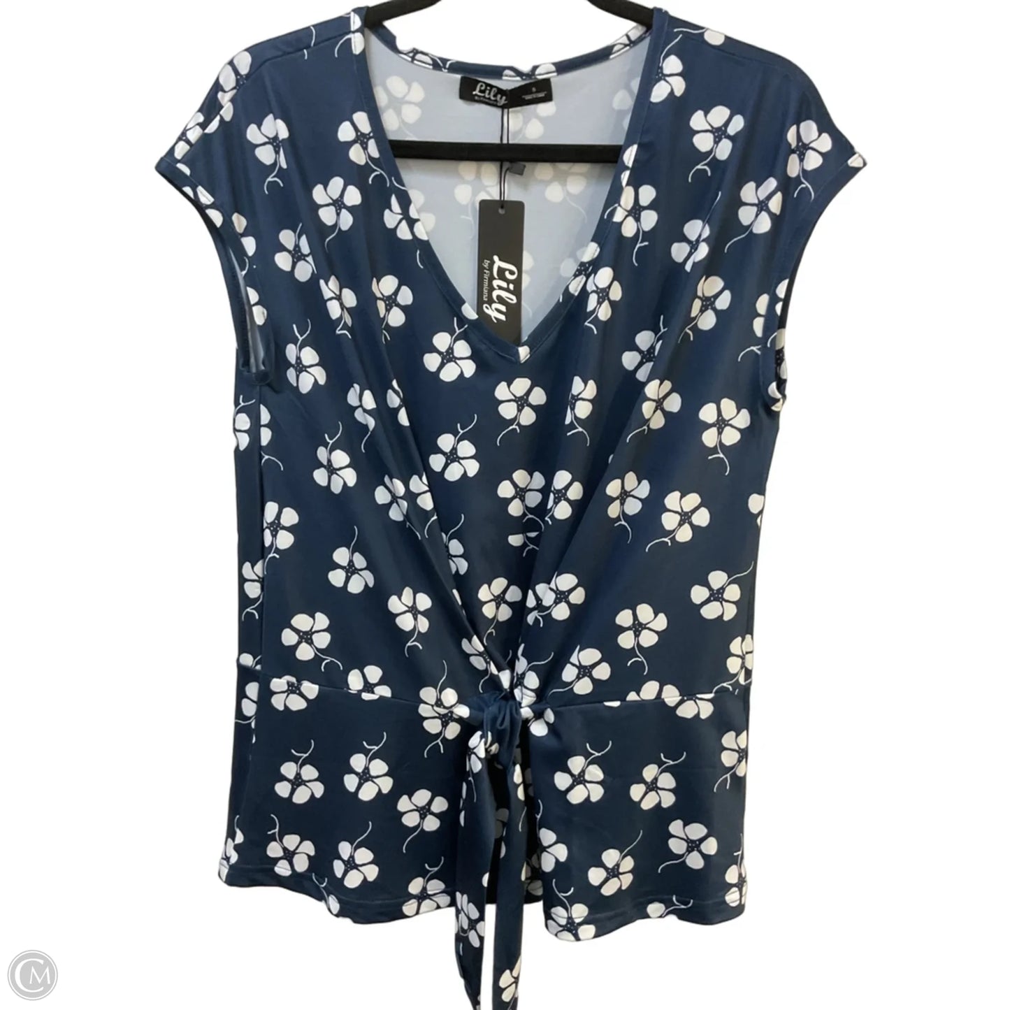 Top Short Sleeve By Lily In Navy, Size: S