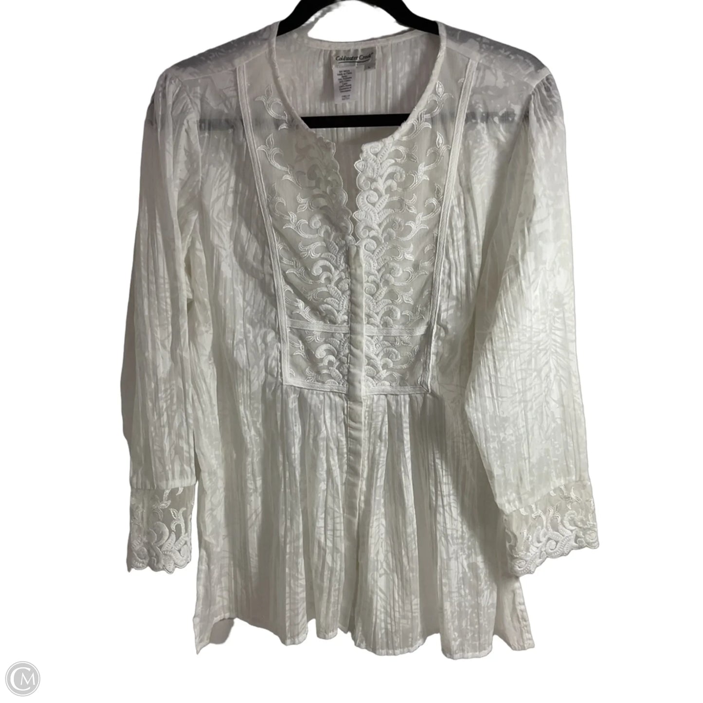 Blouse Long Sleeve By Coldwater Creek In White, Size: L