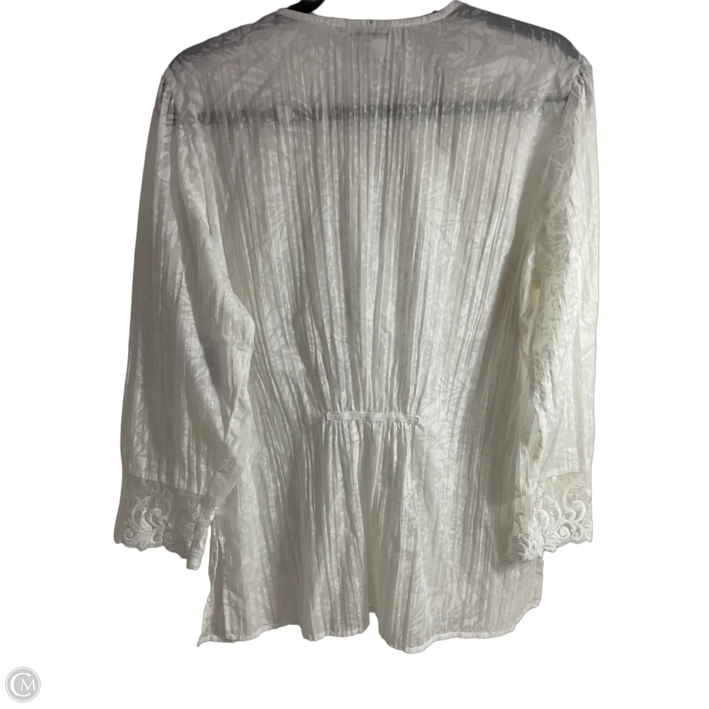 Blouse Long Sleeve By Coldwater Creek In White, Size: L
