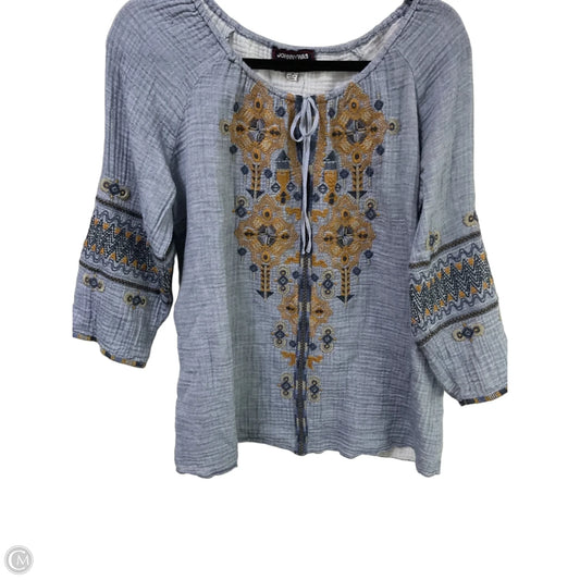 Top 3/4 Sleeve By Johnny Was In Blue Denim, Size: M