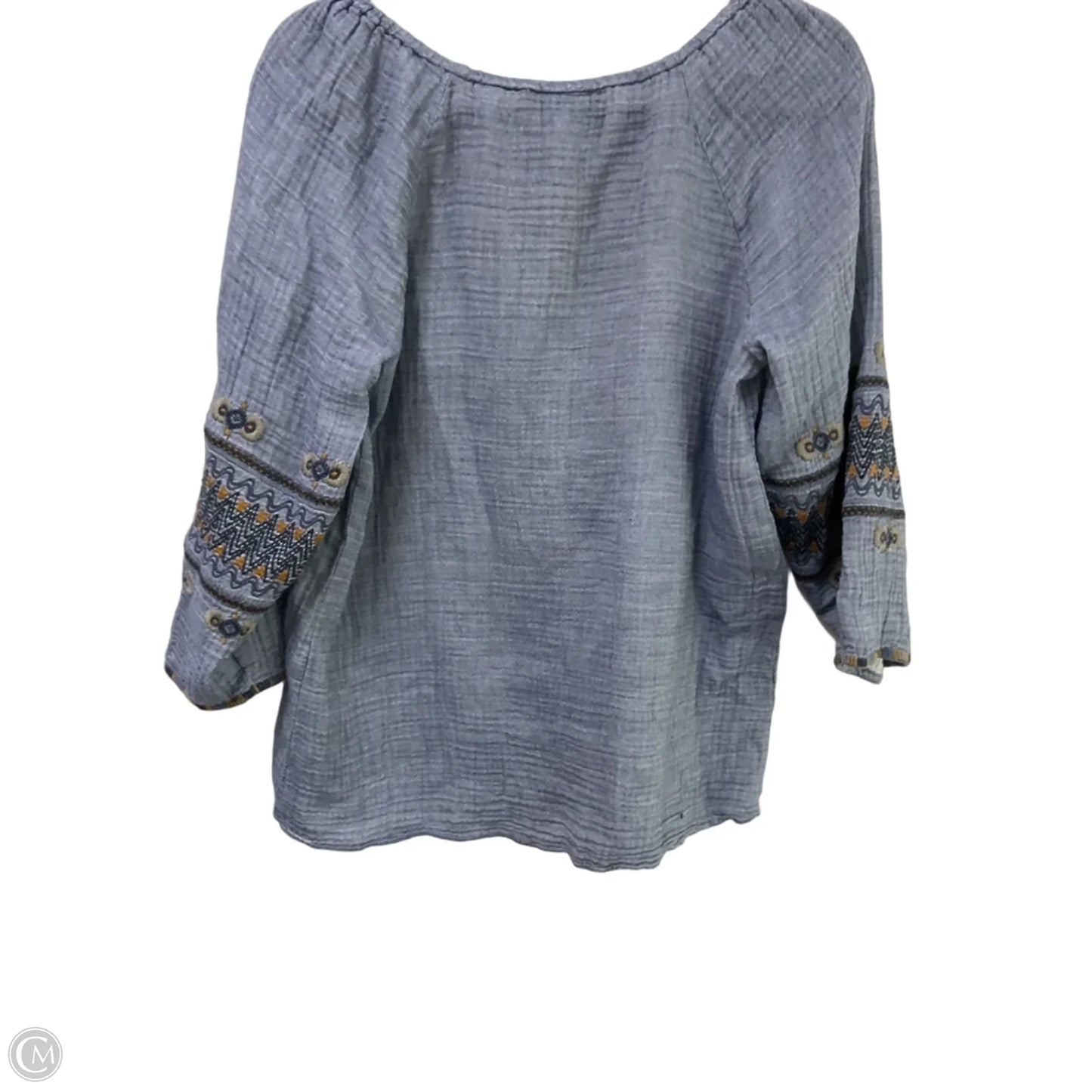 Top 3/4 Sleeve By Johnny Was In Blue Denim, Size: M