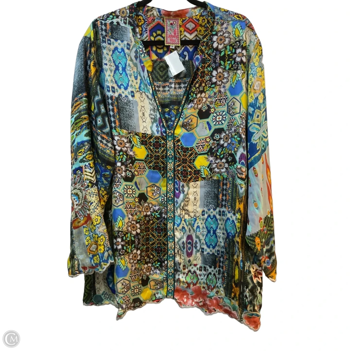 Tunic Long Sleeve By Johnny Was In Floral Print, Size: 3x