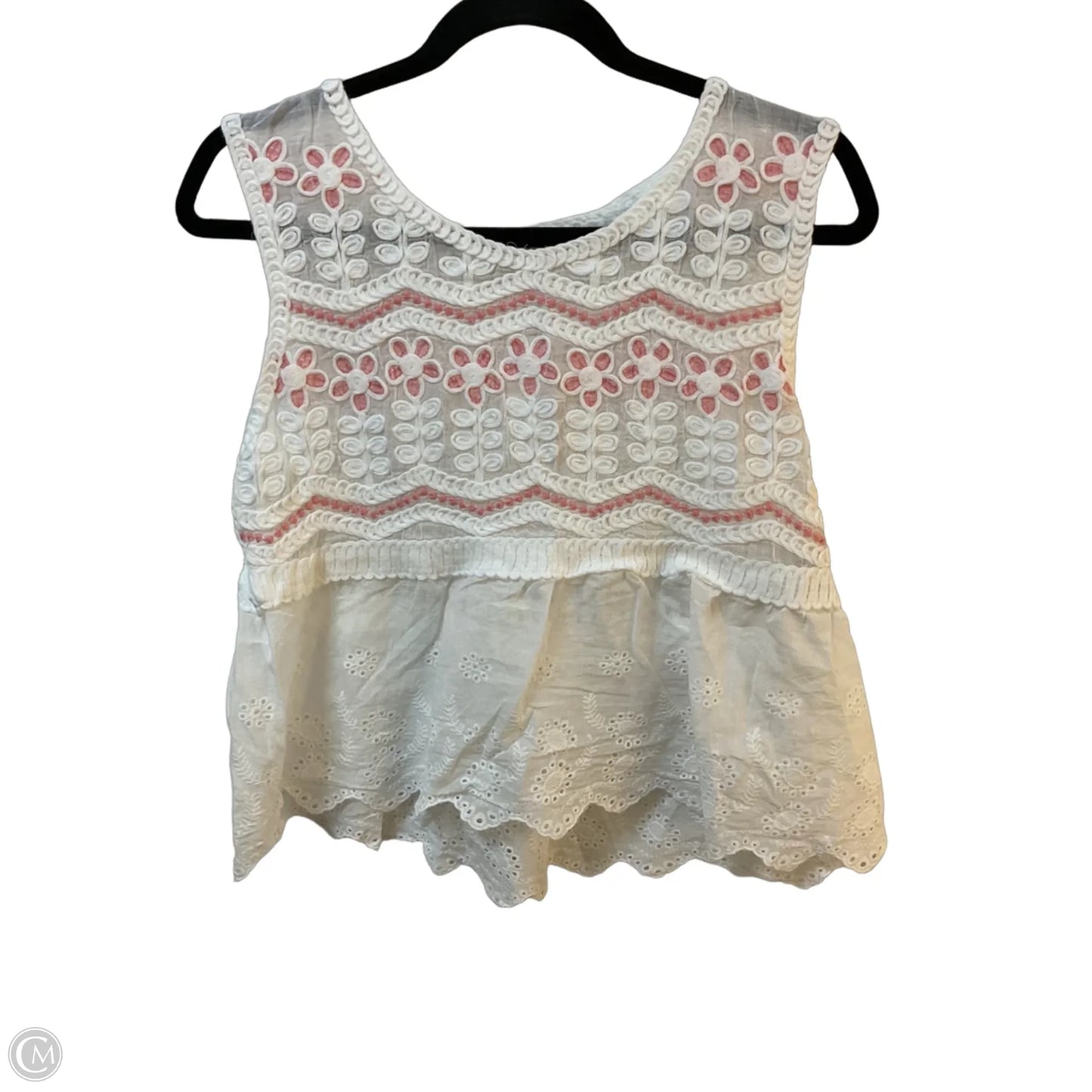 Top Sleeveless By Pol In Pink & White, Size: S