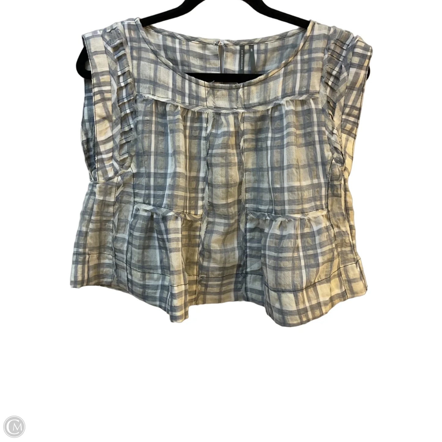 Top Short Sleeve By Anthropologie In Plaid Pattern, Size: Xxs