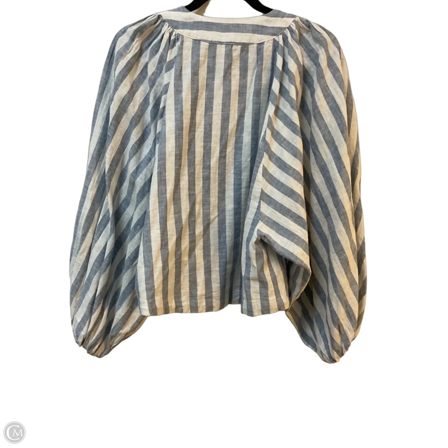 Top Long Sleeve By Anthropologie In Blue & White, Size: S
