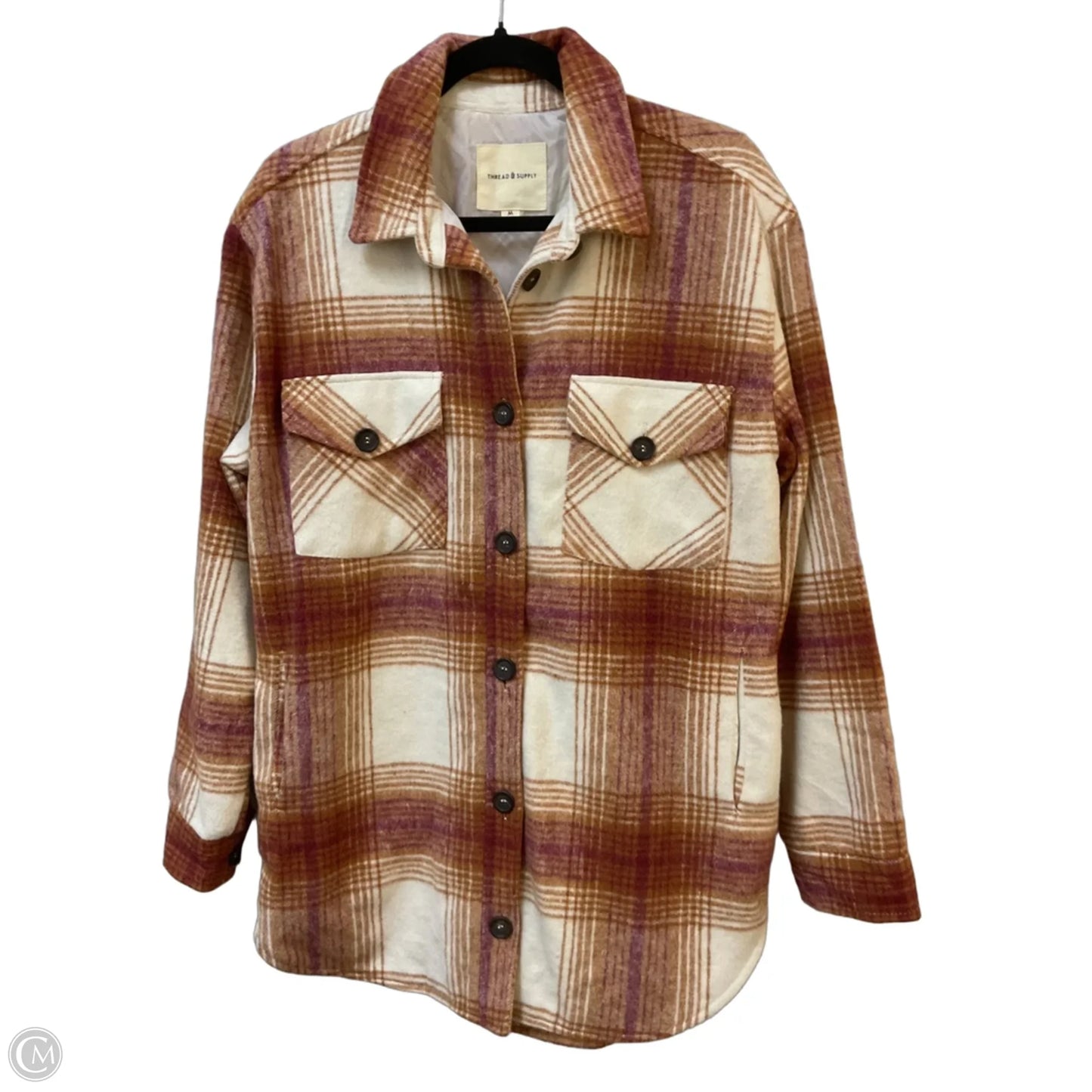 Jacket Shirt By Thread And Supply In Cream & Tan, Size: M