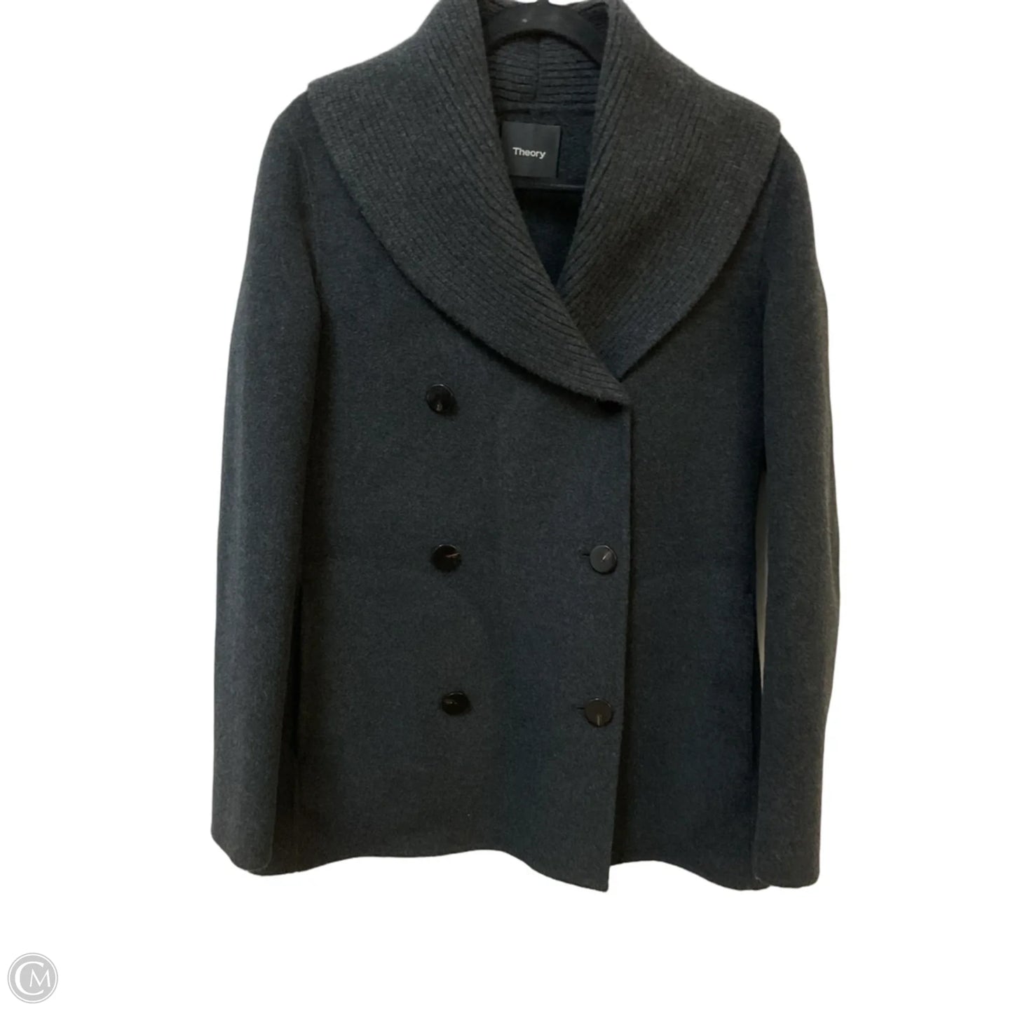 Coat Wool By Theory In Grey, Size: S