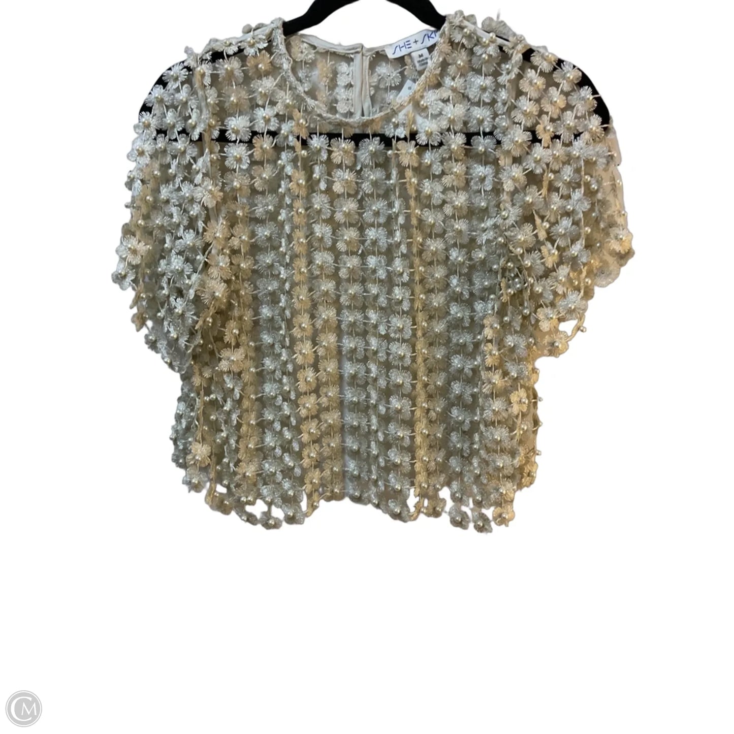 Top Short Sleeve By She + Sky In Cream, Size: M