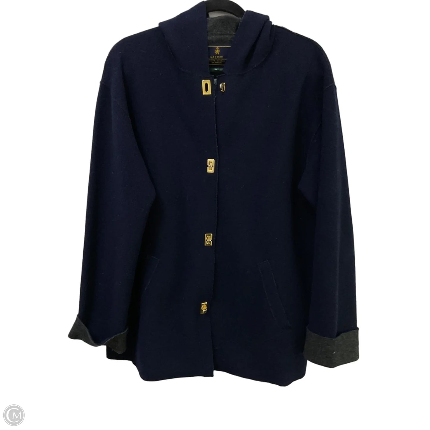 Coat Wool By Lauren By Ralph Lauren In Navy, Size: M