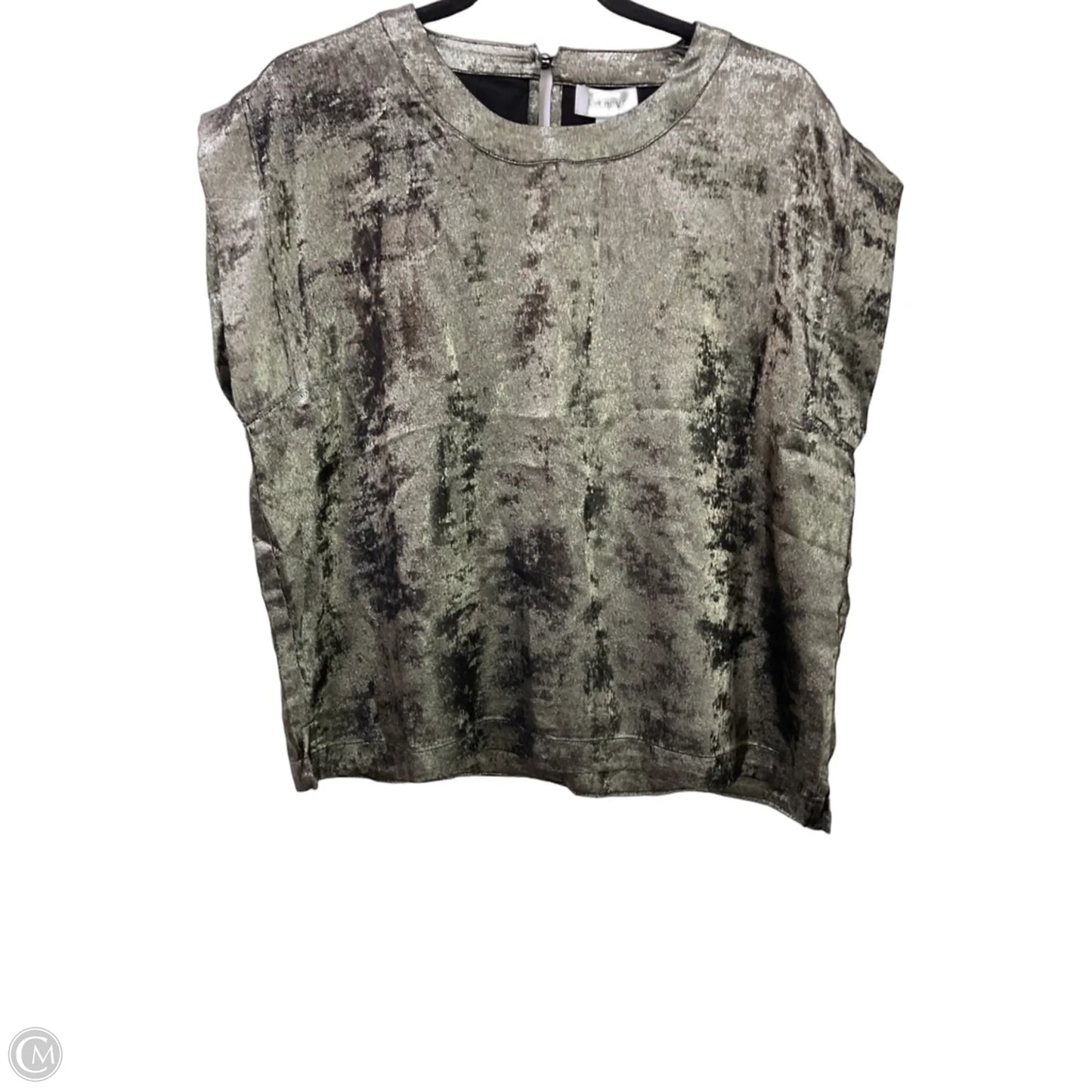 Blouse Short Sleeve By Evereve In Silver, Size: L