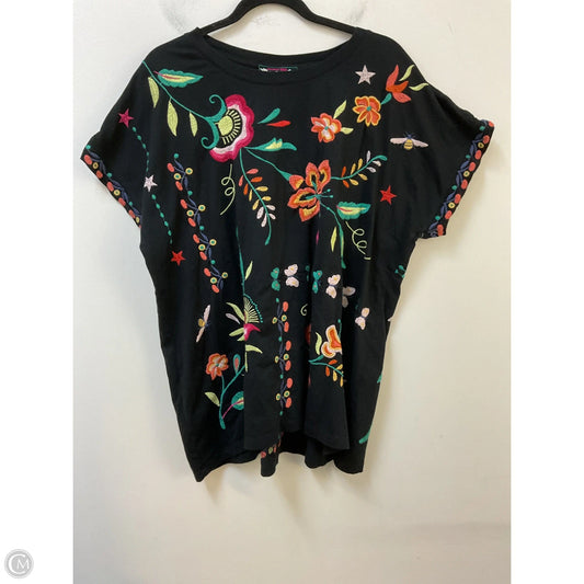 Top Short Sleeve Designer By Johnny Was In Black, Size: 1x
