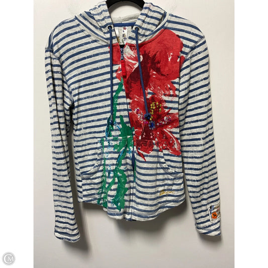 Sweatshirt Hoodie By Desigual In White Denim, Size: L