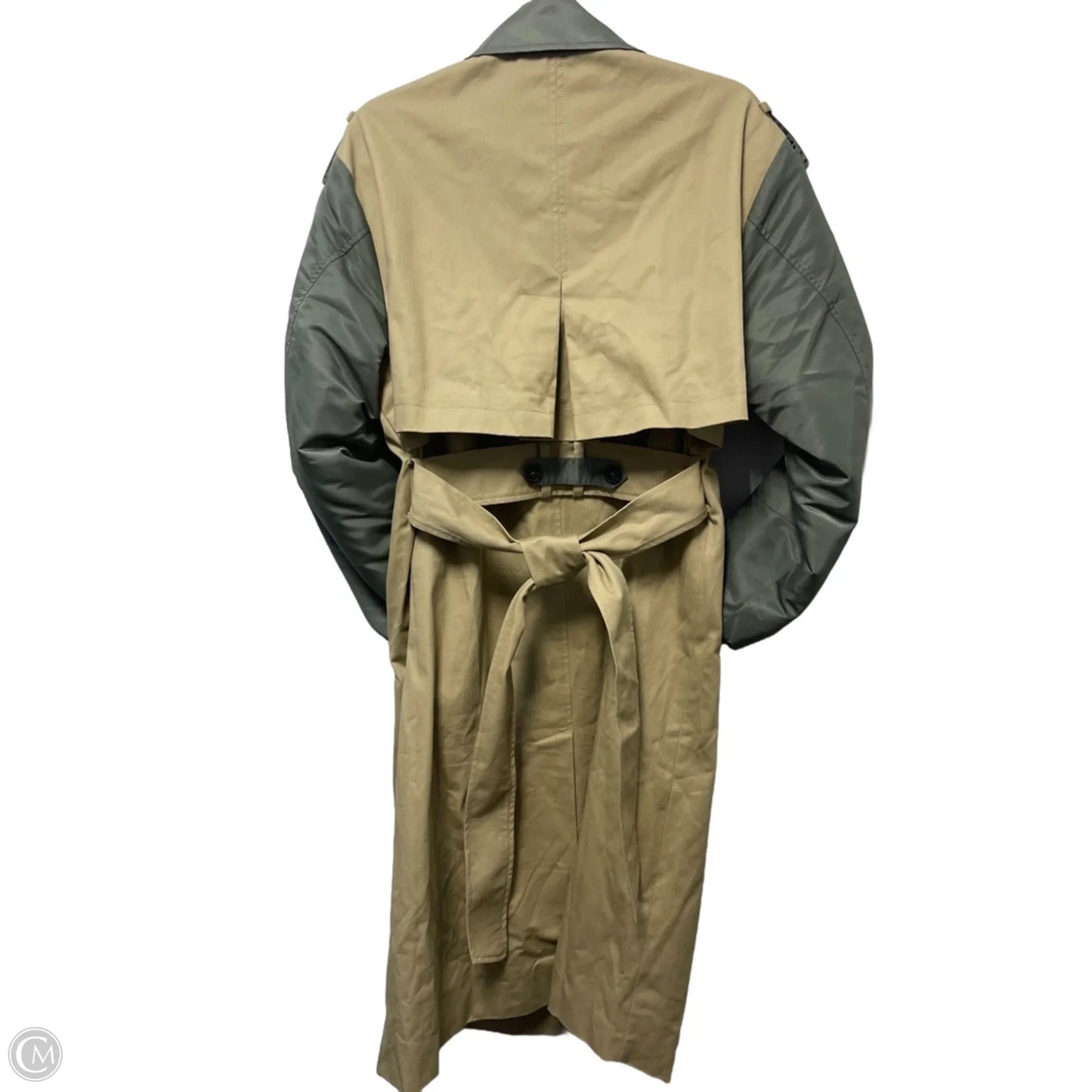 Coat Trench Coat By Desigual In Green & Tan, Size: Xl